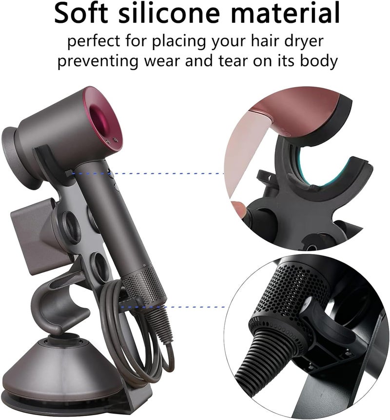 Lasvea Hair Dryer Holder for Dyson Supersonic,Pure Cast Iron Magnetic Stand Holder with Power Plug Cable Organizer(Suit for Laifen), Over 50% Thicker Base for Enhanced Stability,4 Magnet Ring for - Image 3